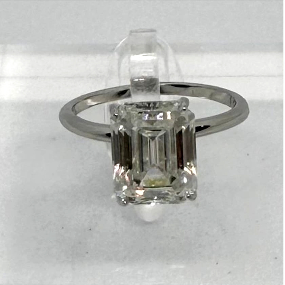 Emerald Cut Moissanite Diamond Engagement Ring Solitaire GRA 4 Ct Size 5